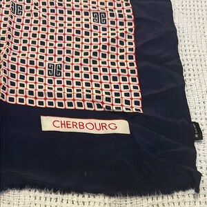 SILK Cherbourg Navy & Red Geometric Scarf French Scarf Retro Style French